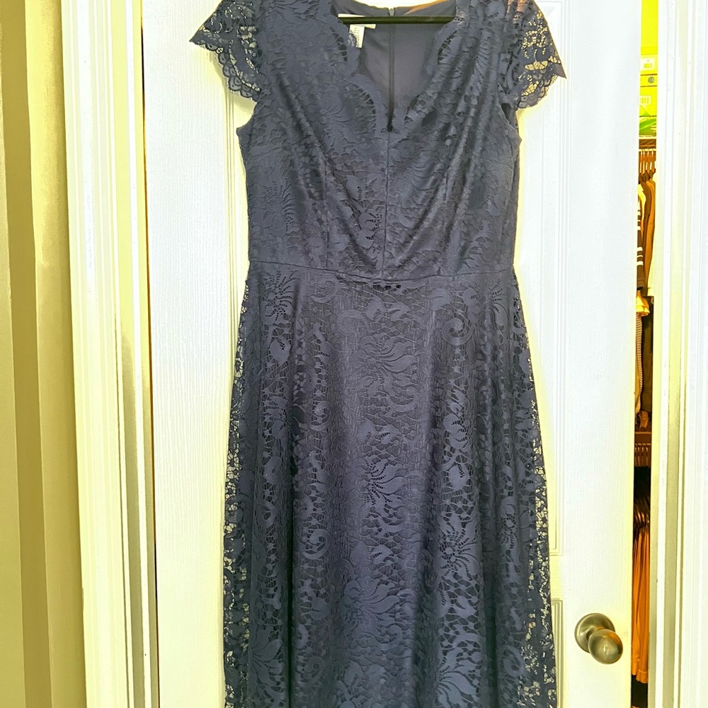 Elegant Lace Dress in Navy Blue